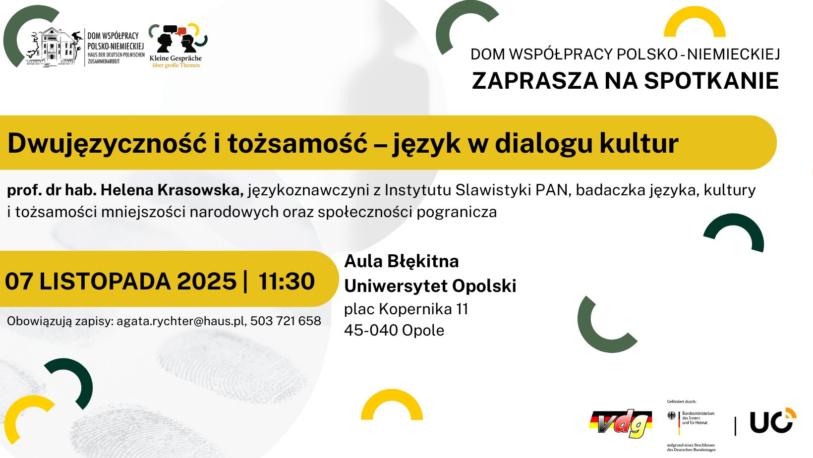 Zdjęcie otwierające stronę: Serdecznie zapraszamy na spotkanie z prof. dr hab. Heleną Krasowską – cenna okazja do rozmowy o roli języka i tożsamości.