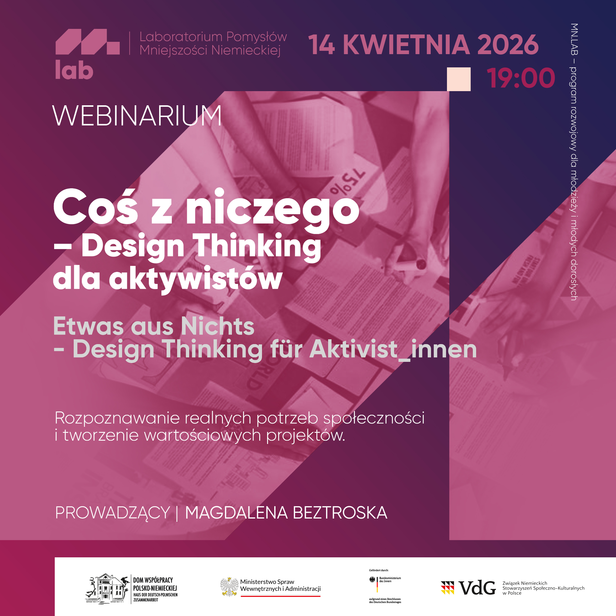 Zdjęcie otwierające strone: Webinarium coś z niczego - Design Thinking dla aktywistów